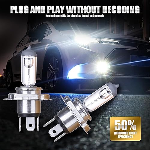 Miniatura 4 de 2 bombillas halógenas H4-55W para automóvil, lámpara de cuarzo de 12 V, haz ultra brillante, haz bajoalto de luz antiniebla, bombilla todo en uno,