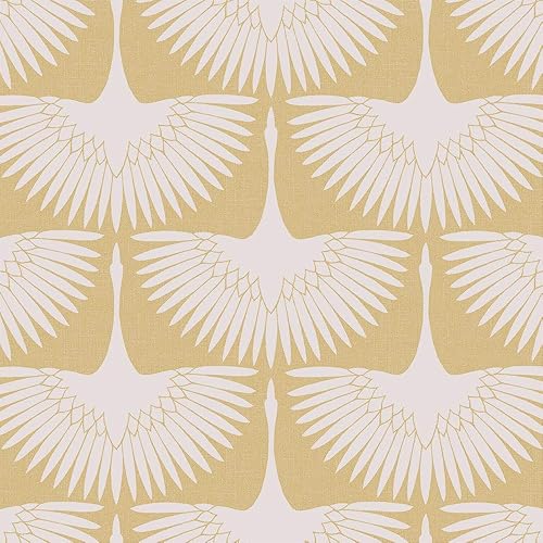 Tempaper x Genevieve Gorder Golden Hour Feather Flock Removable Peel and Stick Wallpaper, 20.5 in X 16.5 ft, Made in the USA
