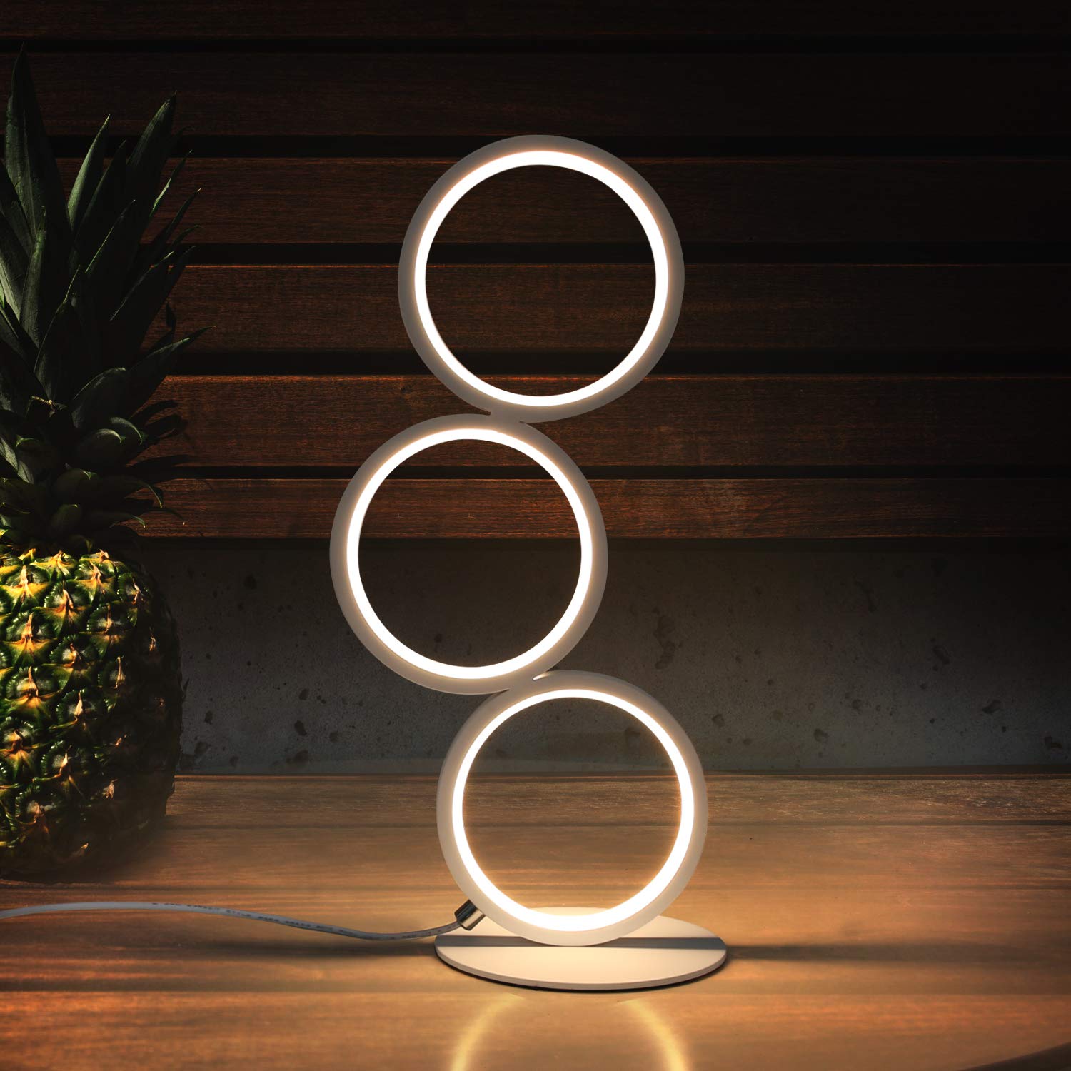 GBLY Lámpara de mesa LED táctil regulable lámpara de noche moderna anillo | lámpara de escritorio blanca lámpara de noche blanca cálida con interruptor y enchufe para dormitorio sala de estar estudio