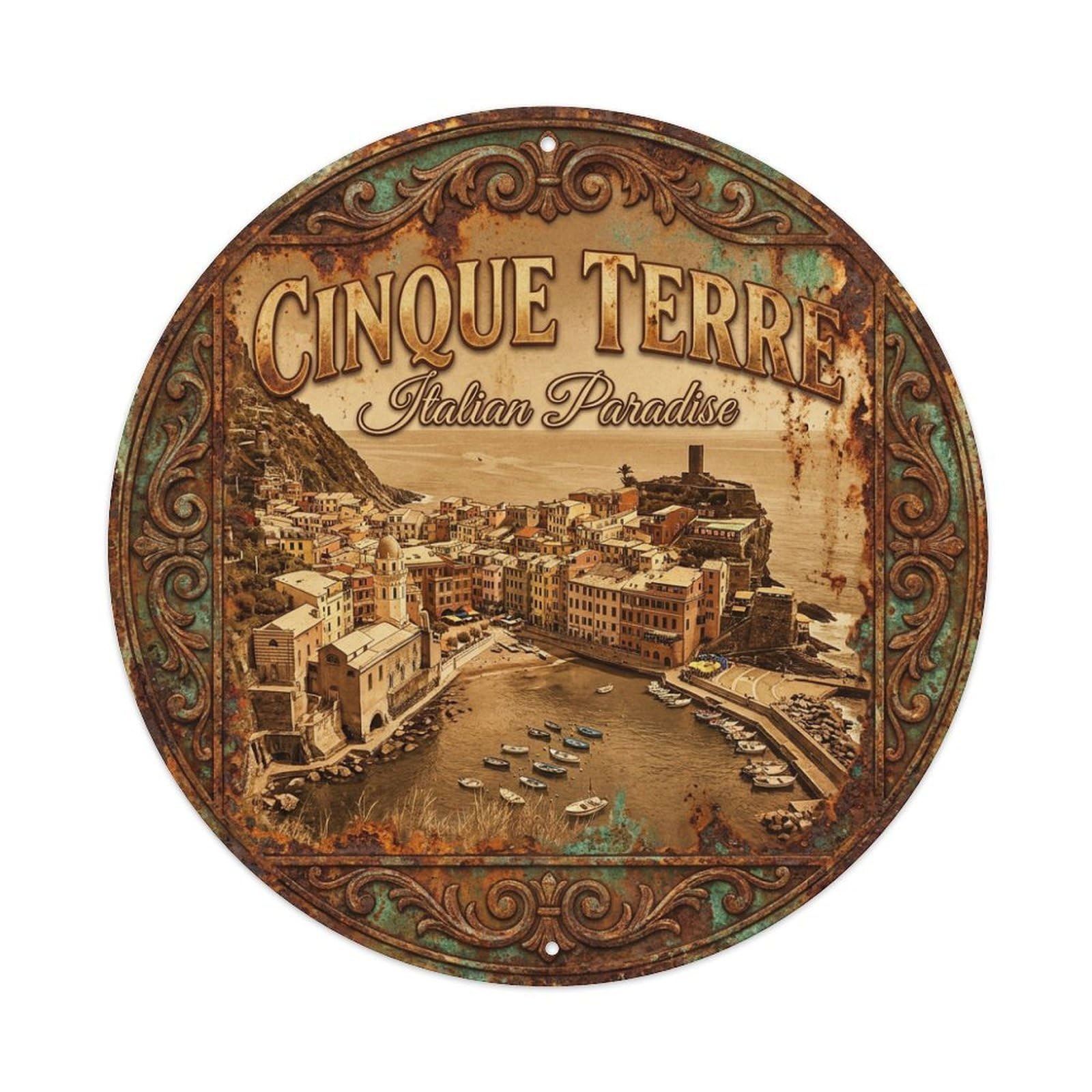 Vintage Travel Cinque Terre Italy Nostalgia Metal Tin Sign