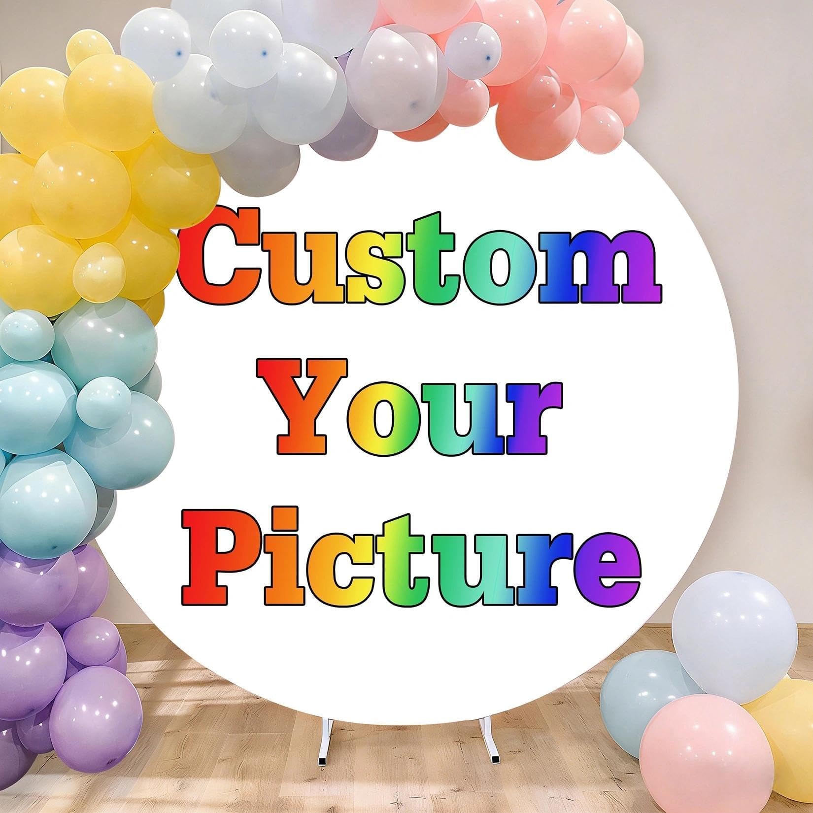 CORFOTO Custom Round Backdrop Cover 6FT 7.2FT Personalized Circle Background Customized Cover for Birthday Baby Shower Decorations (3FT - 9.2FT)