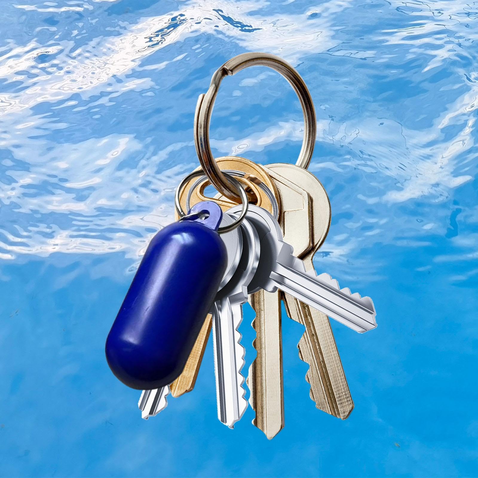 Floating Neoprene Keychain For Boating & Water Sports - Bright Yellow, Stainless Steel Ring