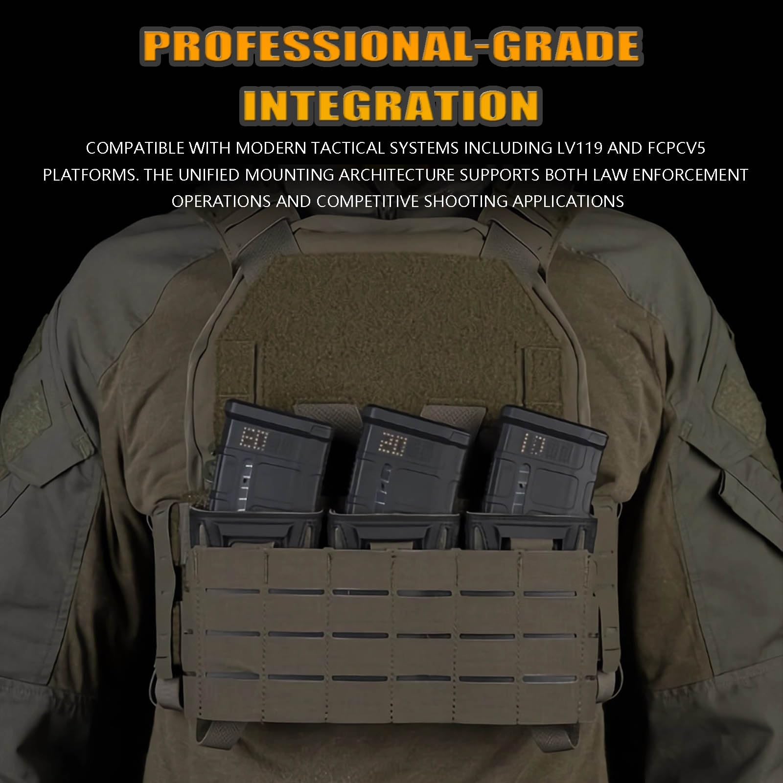 Taktyczna Kieszeń Administracyjna Z Trzema Kieszeniami Na Magazynki, Adapterem Molle Do Płyt Montażowych Do Akcesoriów Myśliwskich Airsoft Military(Gray)