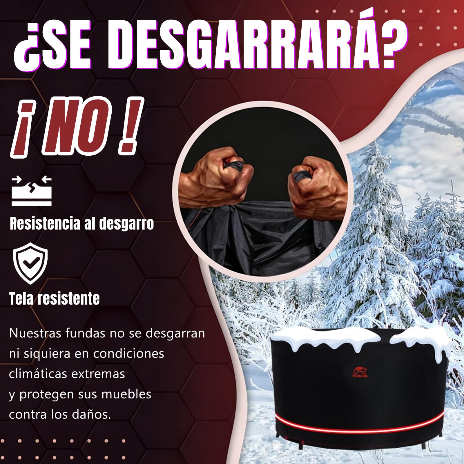 Turtle-Life Funda para Mesa Jardín Redonda, Funda Protectora para Muebles Exterior Impermeable,Resistente al Viento, Resistente al Desgarro, Anti-UV Cubierta de Muebles Jardín (Ø183x74cm)