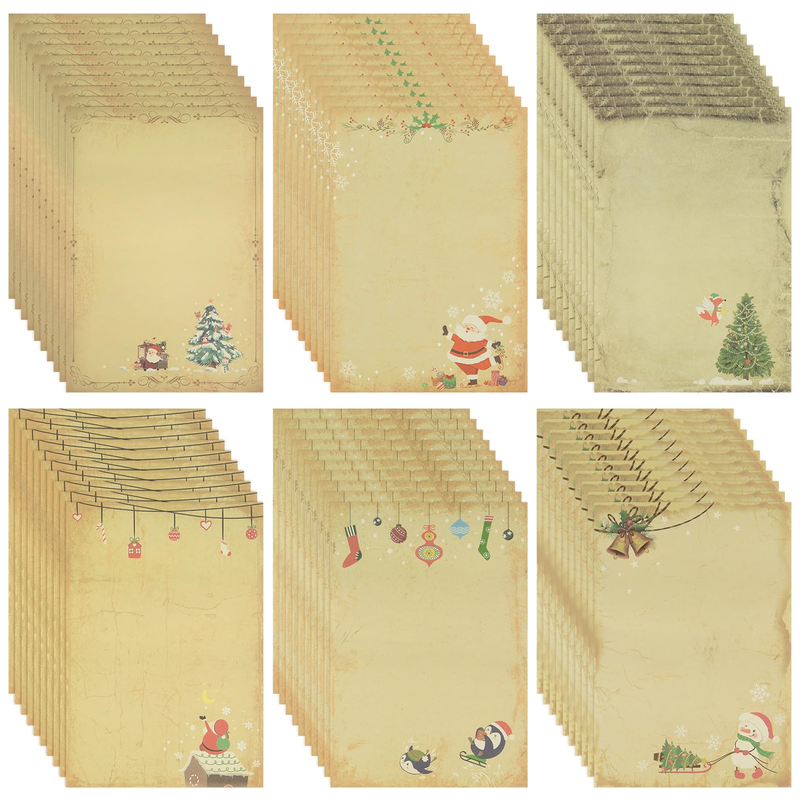 Papelería papel de escritura de invierno membrete de Navidad, papel de papelería vintage para manualidades, invitaciones, mapas, 8.2 x 5.7 pulgadas (120)