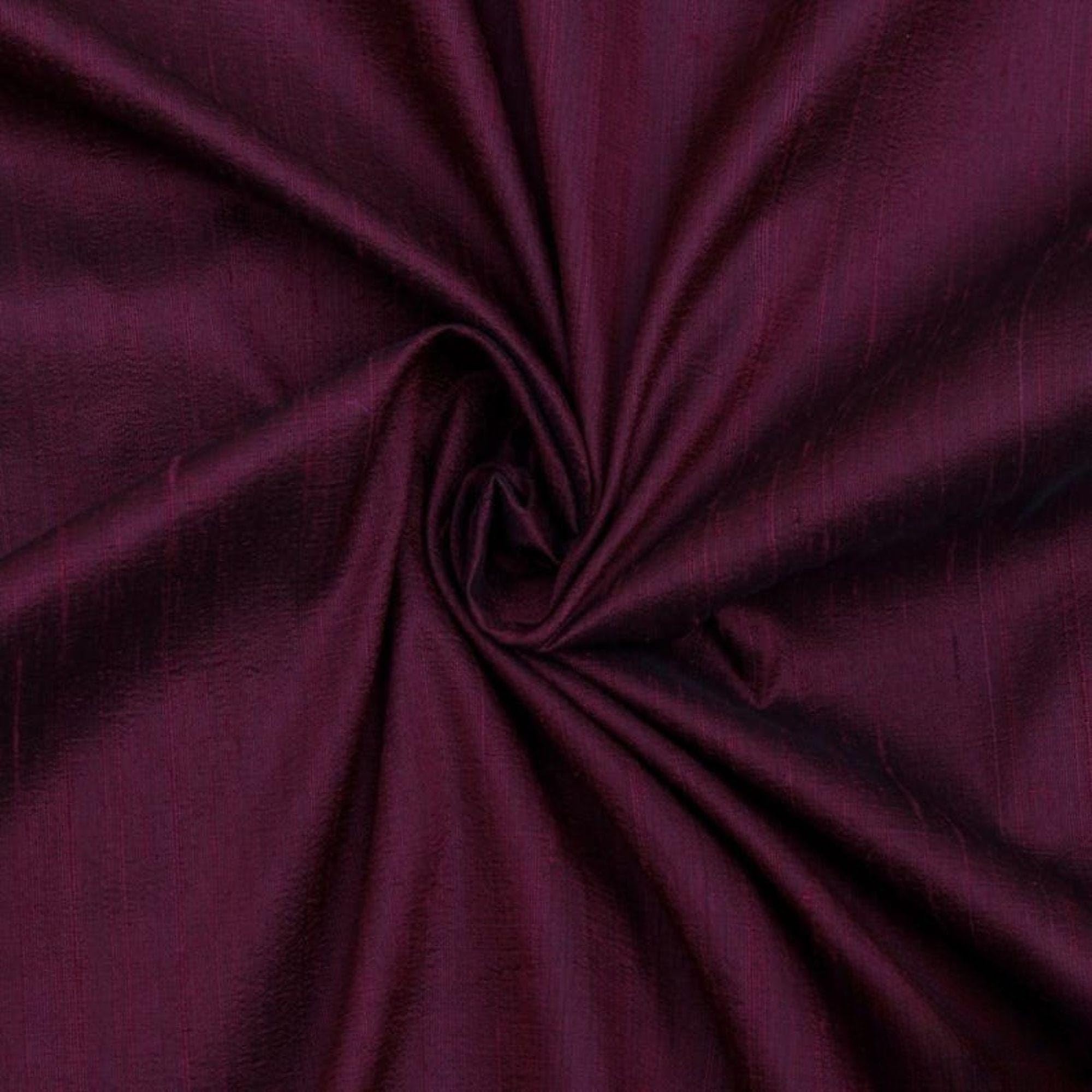 Fabric Mart Direct Wine Silk Dupioni Fabric By The Metre, 1 Metre 104 cm Width Slubbed Dupioni Silk Solid Color Purple Wholesale Combination Upholstery Fabric for Curtains Bridal Dress Drapes โ image 1