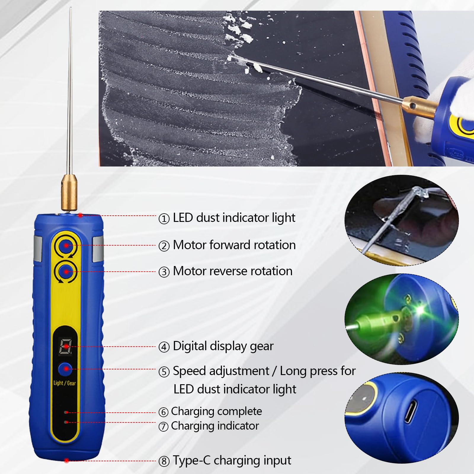 Elektrisches Kleberentfernungswerkzeug, Kleberentferner mit 4 Stufen einstellbar LCD Reparatur Werkzeug Handy Display Mobiltelefon Kleber für Klebereste Entferner Handyhüllen Werkzeug Handy Display
