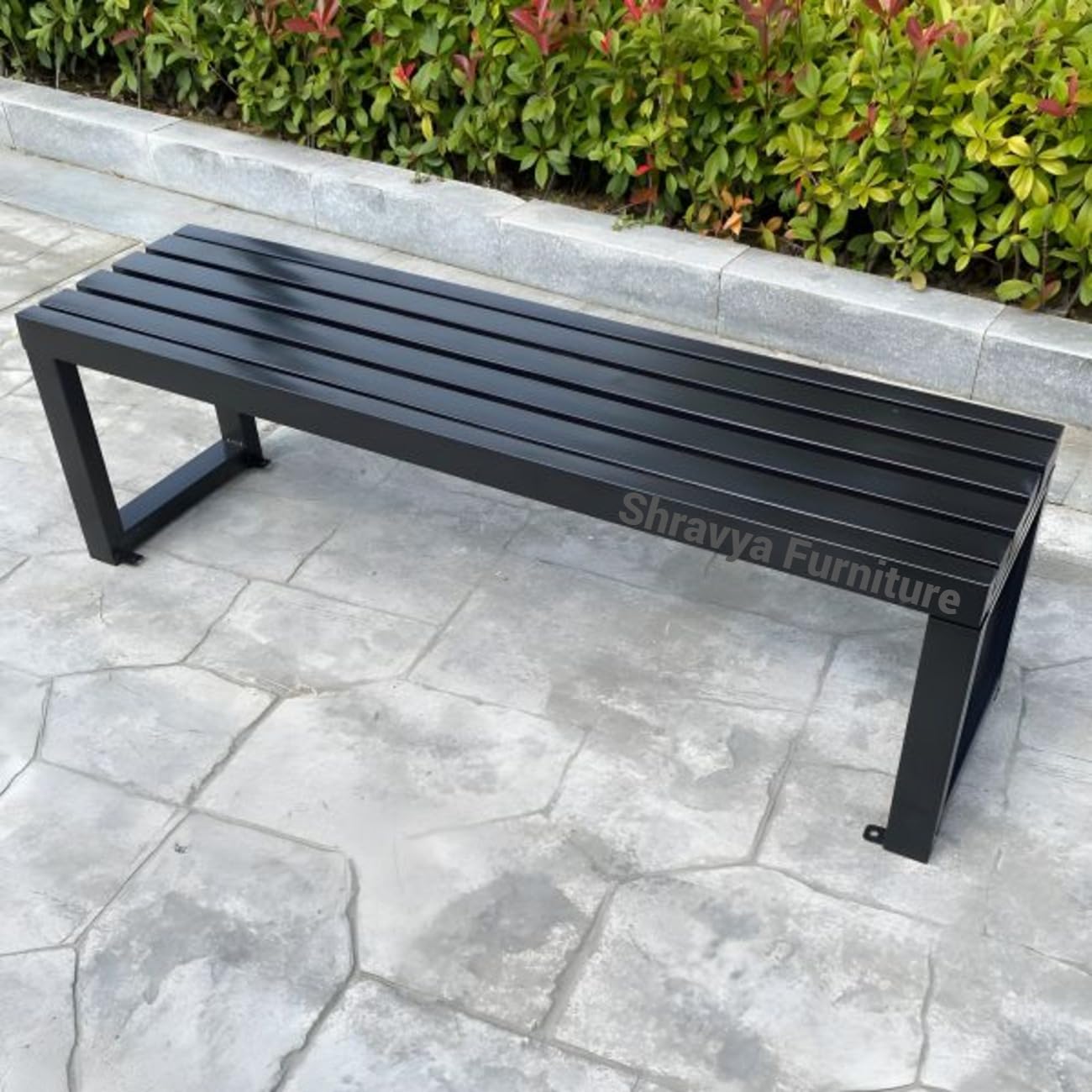 Powder Coated Stainless Steel Bench for Indoor & Outdoor Garden/Patio/Living Room/Balcony/Lounge (Matte Black)