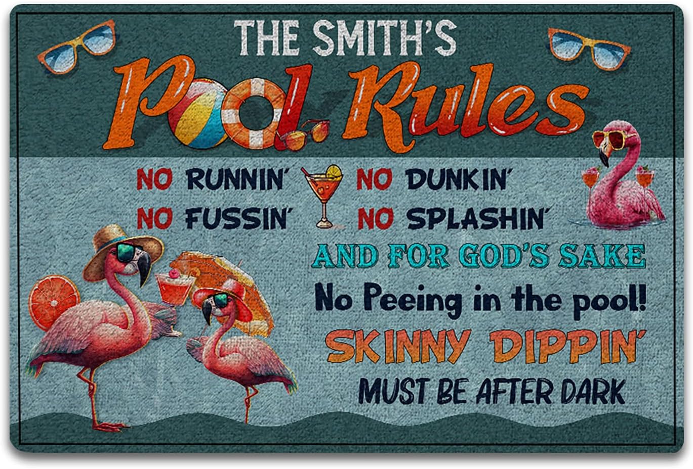 THUYPT Personalized Poolside Doormat, Welcome to Our Poolside, Pool Door Mat Rug Pool Backyard Decorations, Welcome Mat Pool Decor Outdoor Home Patio Summer Decor (06)