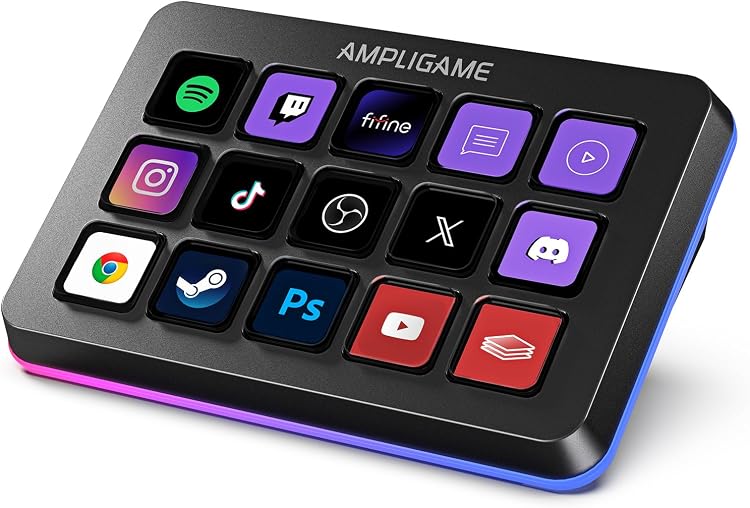 FIFINE AmpliGame D6 Stream Controller with 15 Macro Keys for OBS Twitch YouTube PC Mac