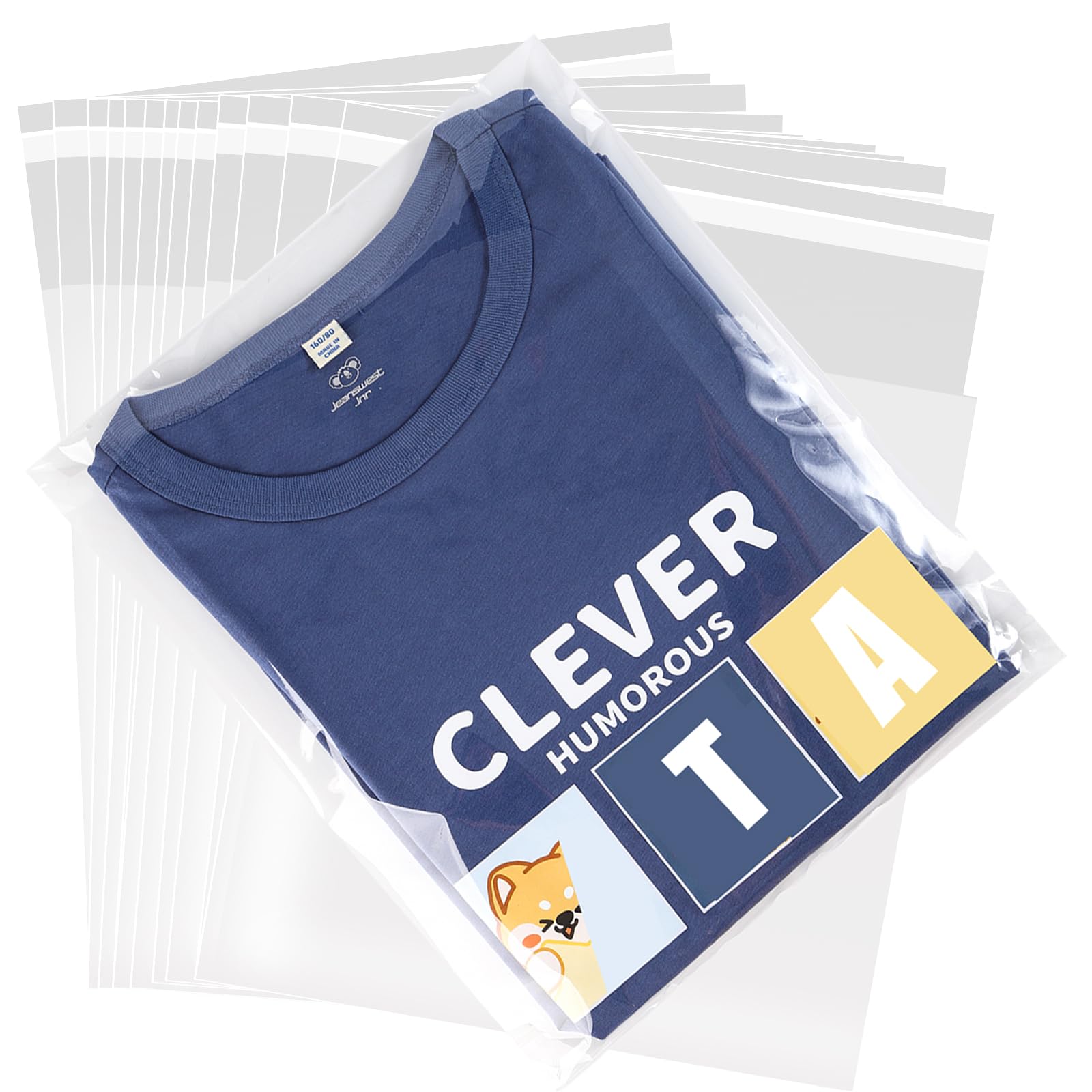 SOMIOCO Clear Self Seal Cello Cellophane Resealable Poly Bags 1.4 mils Adhensive OPP Goodie Bags for Packaging Clothing, T Shirts, Party Decorative