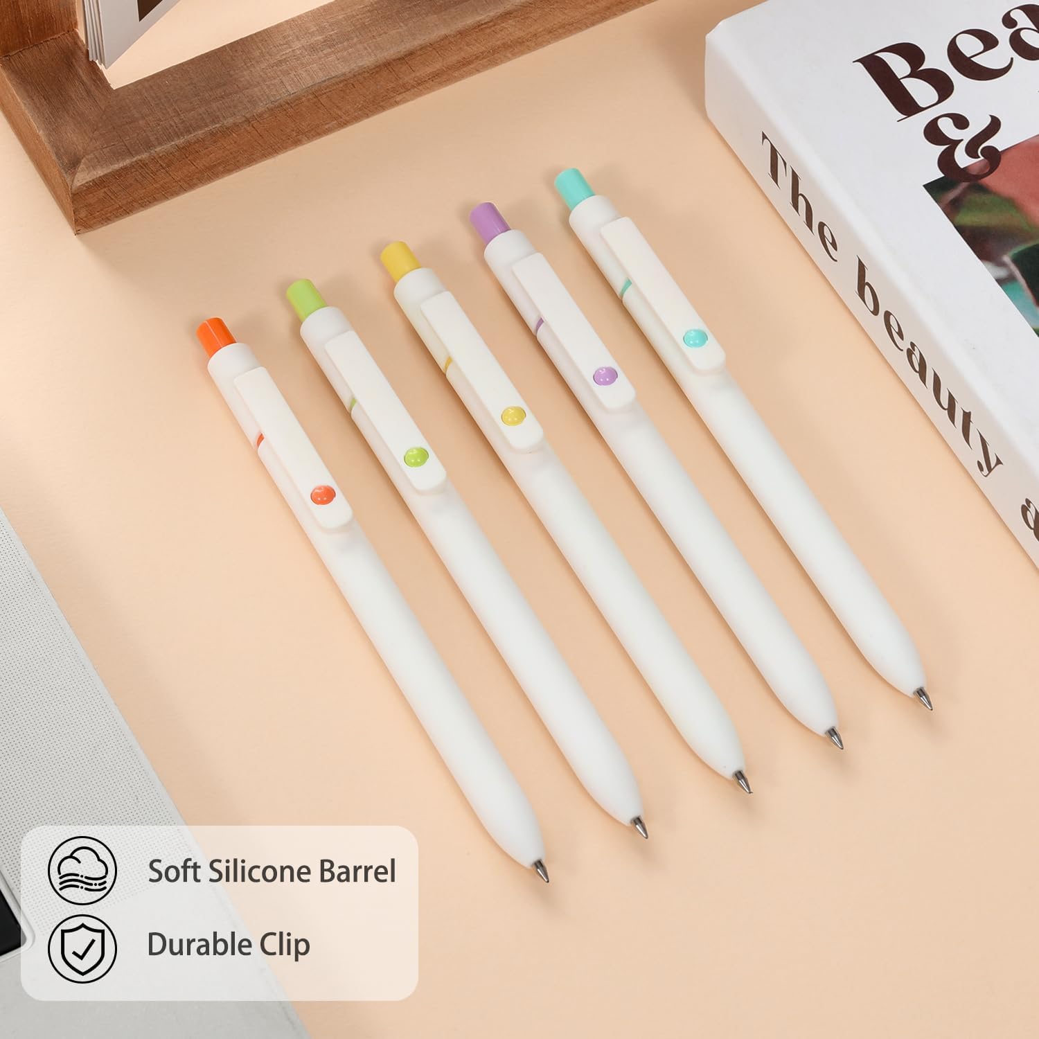 FIOVER Gel Pens 5pcs 0.5mm Quick Dry Black Ink Fine Point Pens image 3