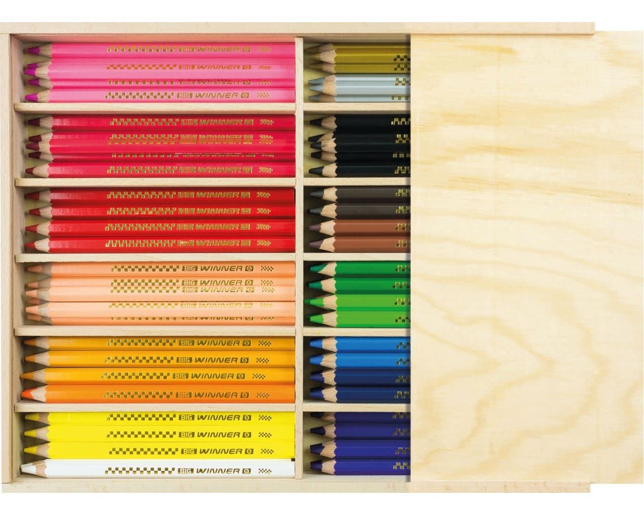 Eberhard Faber 518720 - Buntstifte Set BIG Winner, 96 Farbstifte in 18 unterschiedlichen Farben, in Holzetui