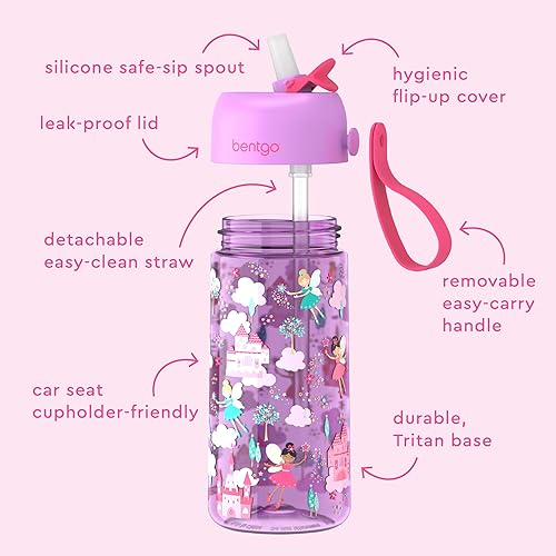 Vista 31 de Bentgo Botella de agua para niños, a prueba de fugas, tritán duradero, sin BPA, taza de 15 onzas para niños pequeños a partir de 3 años, boquilla