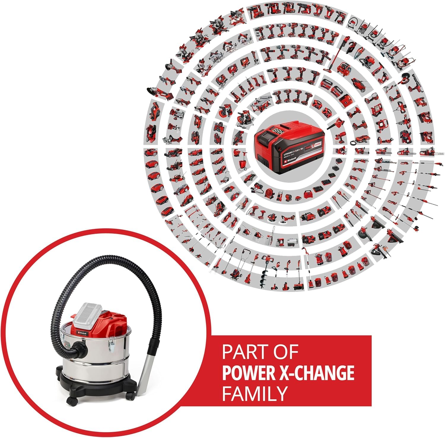 Einhell Aspirateur de Cendres sans Fil Te-AV 18/15 Li C-Solo | PXC | 18 V | 100 mbar | cuve 15 L | système de nettoyage du filtre | fonction soufflerie | sans batterie