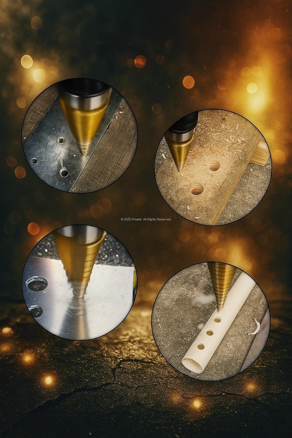 Proalet Kademeli Matkap Ucu, HSS, Titanyum Nitrür Kaplamalı, 4-12 mm, Metal, Sac, Alüminyum, Plastik İçin, Uzun Ömürlü, Pürüzsüz, Delik Açma, Yüksek Performans, Tüm Matkaplara Uyumlu