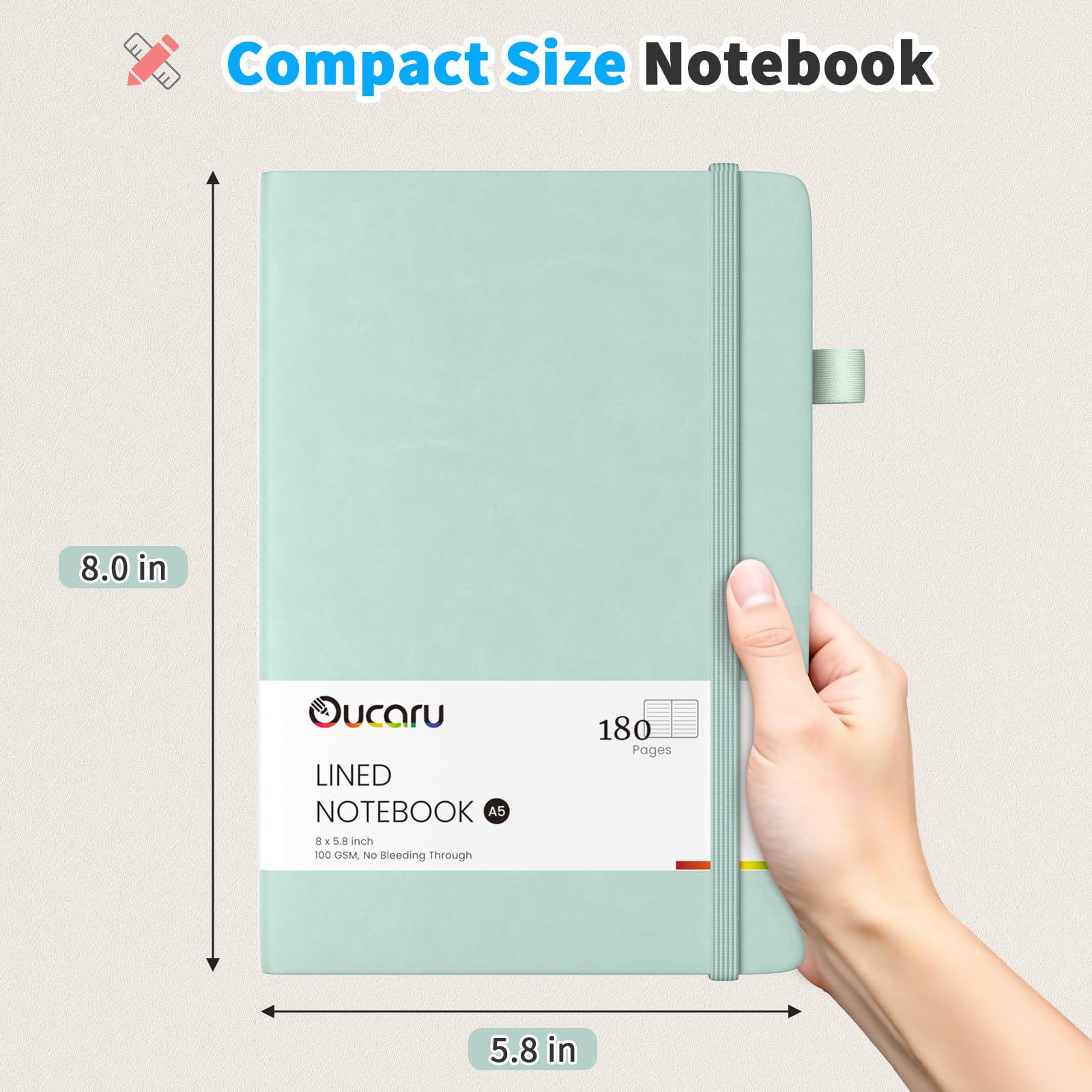 Oucaru Quaderno a righe, confezione da 24, 180 pagine, formato A5, per scrittura, carta spessa 100 g/m², piccoli quaderni quotidiani per donne, uomini, lavoro, scuola, viaggi