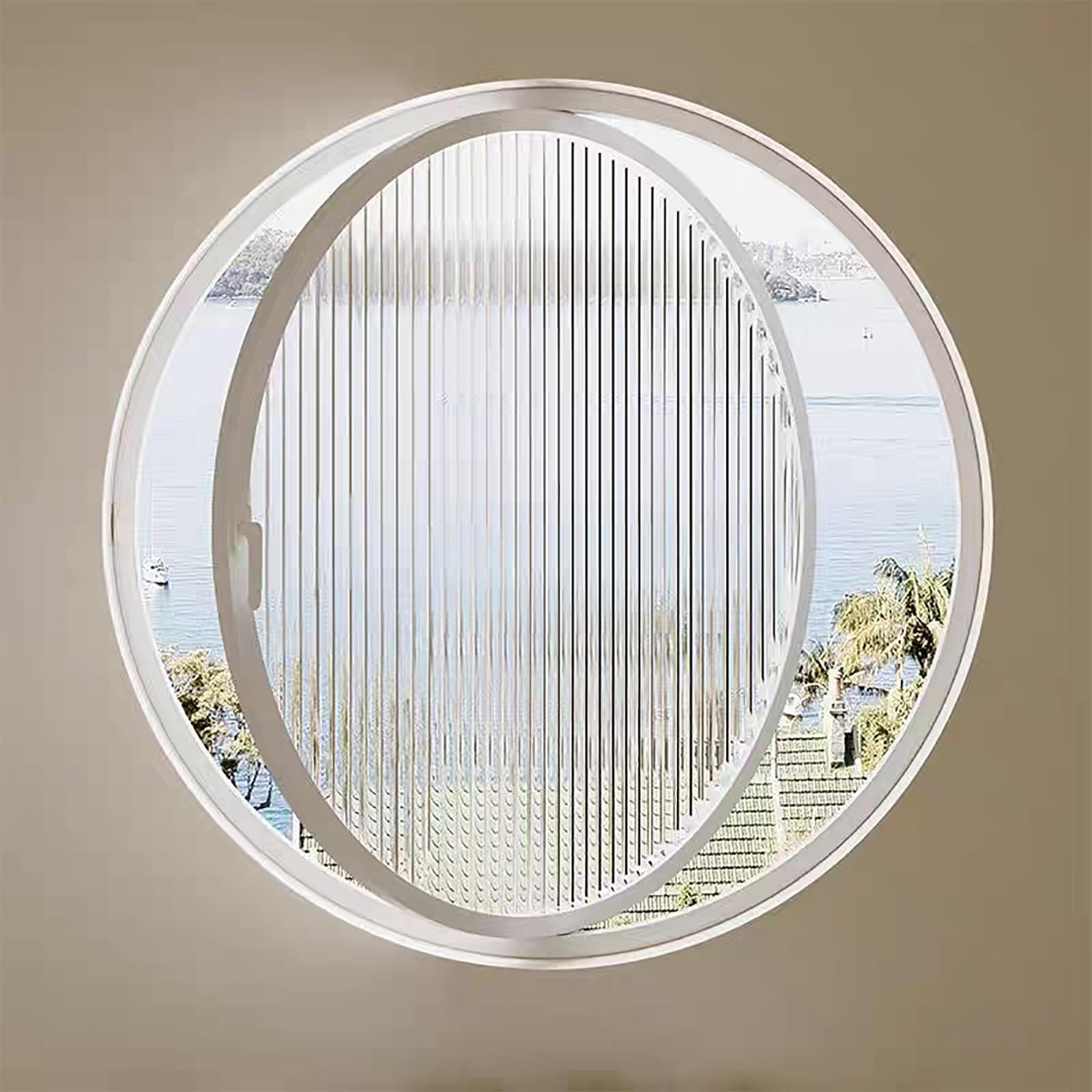 Okrągłe okno obracające się o 360°, aluminiowa rama, szkło hartowane, wentylacja wewnętrzna, zamiennik do łazienki, kuchni, sypialni, salonu, 60 cm, z uchwytem (biały)