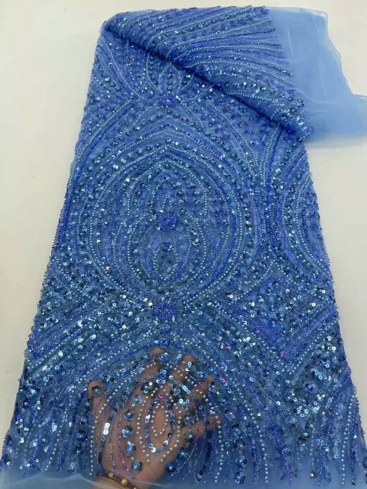 Dentelle africaine de luxe avec paillettes et tulle de mariage