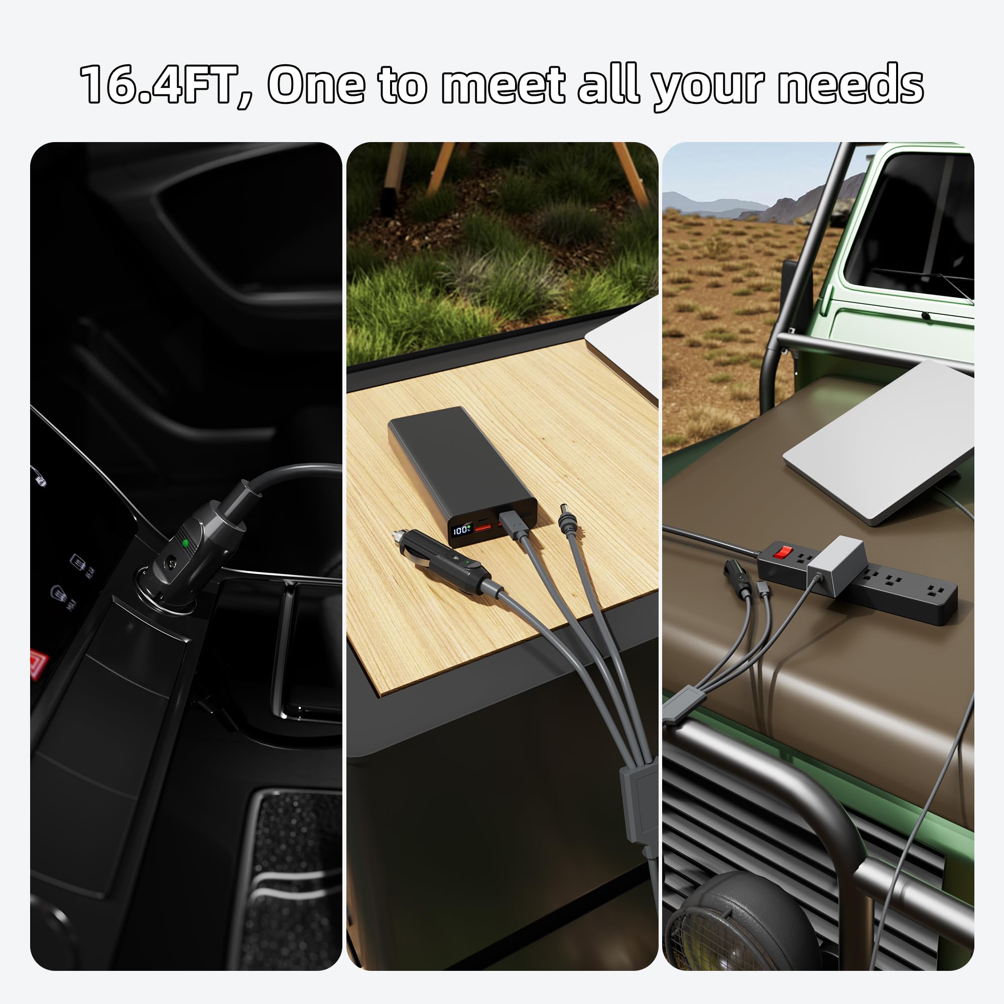 Cavo Alimentazione Starlink Mini Per Auto - Adattatore Accendisigari 12-24V Con Voltmetro E Porte USB C 100W / USB A 18W - 3 Metri