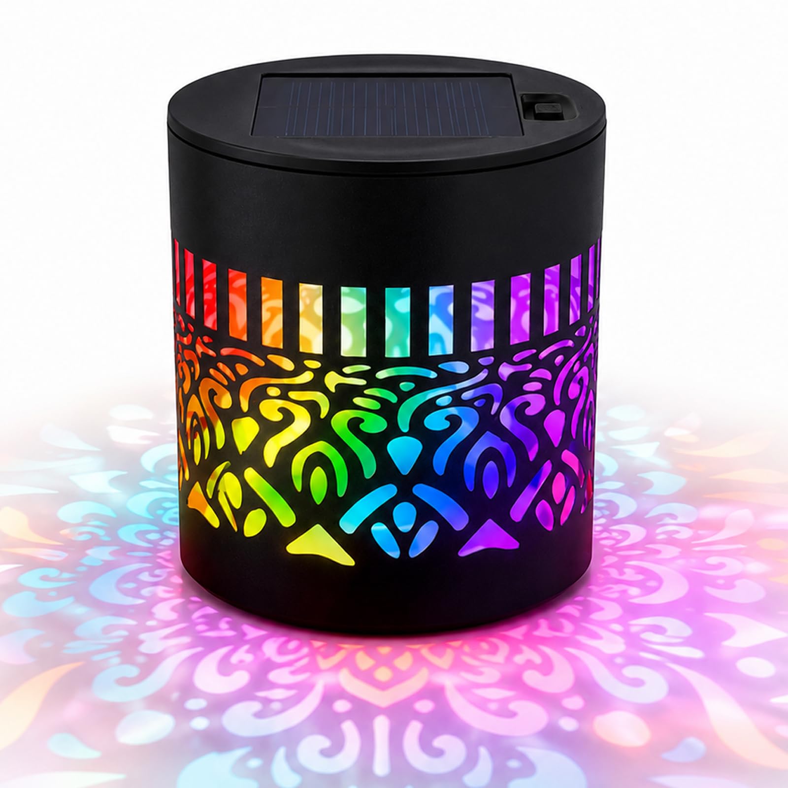 Solar Mandala Projector Light, Decorative Solar Mandala Lights, Seven-Color Changing Mandalas Projection Wall Light for Yard Garden Post Patio Backyard Decor (#1,1pc)