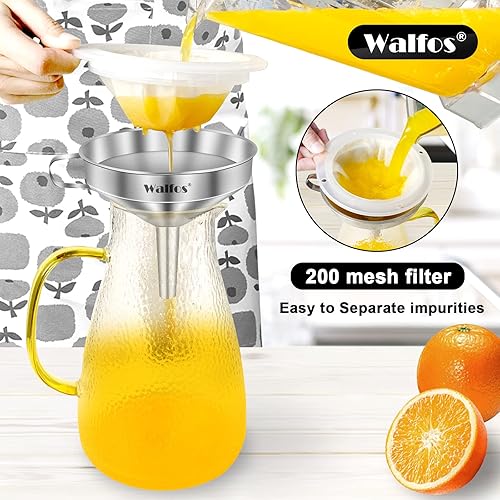Miniatura 30 de walfos 4 embudos de plástico de cocina (sin BPA), embudo automotriz para transferencia de líquidos, embudos para llenado de botellas, recipientes