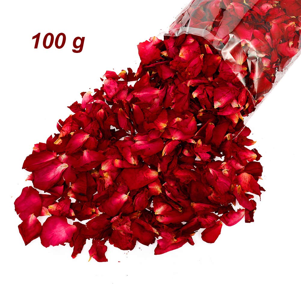 Yumi V 100 Grams Rose Petals, 100 Natural Red Rose Petals Dry Rose