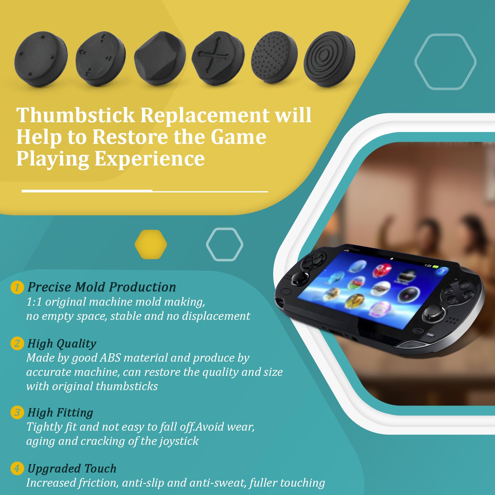 RongZy 6Piezas Joystick Kit de Reparación para PS Vita PSV 2000 2001 Thumbstick Reemplazo de Analógico Joystick Accesorios con Thumb Grips Herramientas Reparación - 5