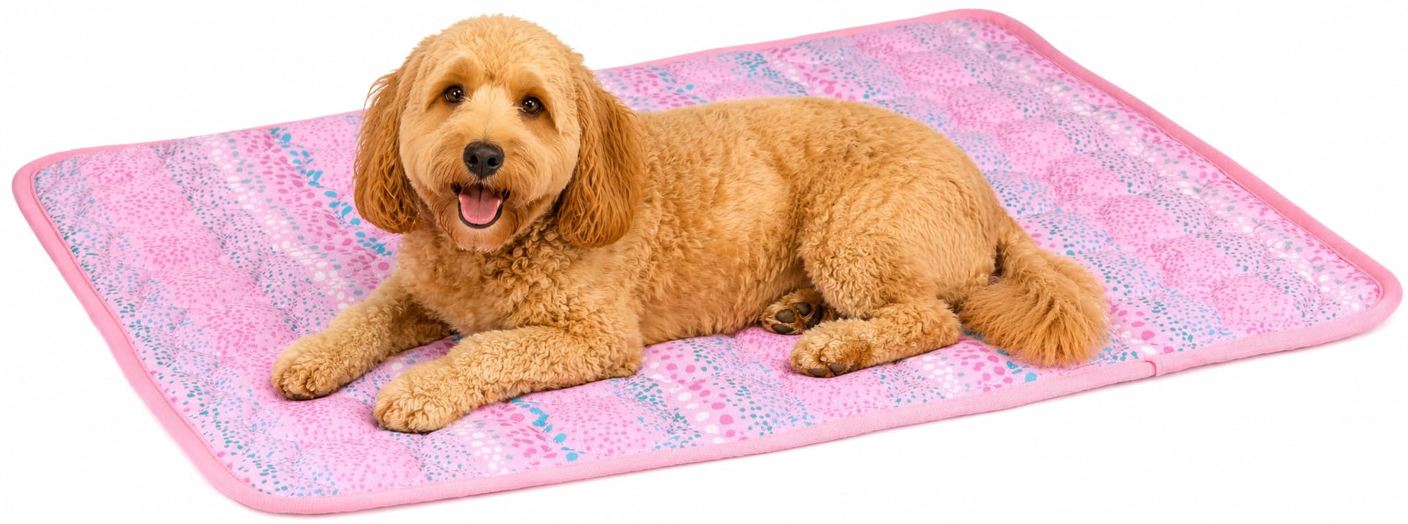 Muddy Hands Pet Cooling Mat | Self Cooling Pet Mat for Dogs, Puppies & Cats | Soft Quilted Cooling Pad | Foldable Pet Cooling Blanket for Summer & Heatwaves | Indoor & Outdoor, Pink