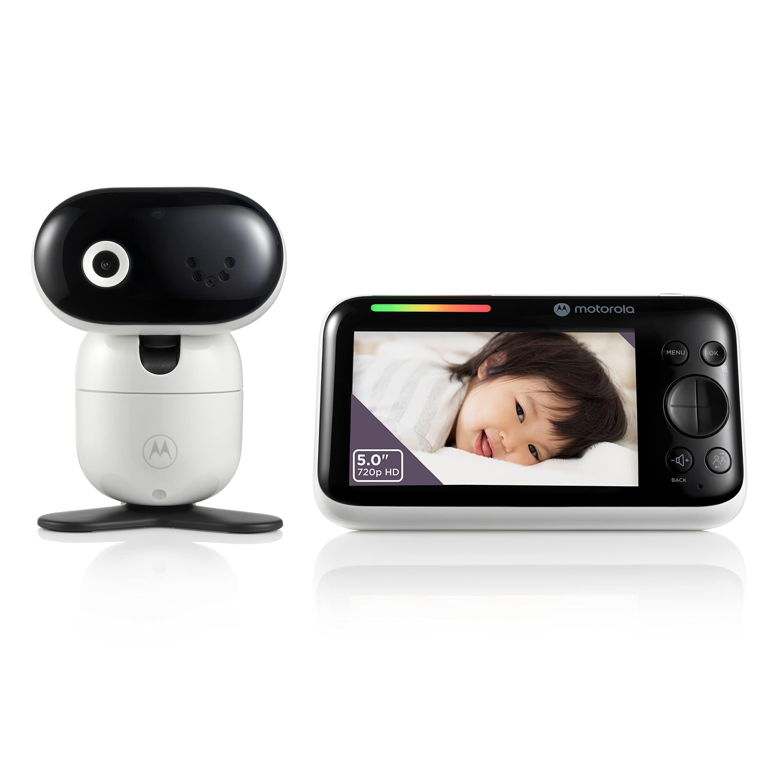 Motorola Nursery PIP1610 HD Wifi, Moniteur Vidéo Bébé - Unité Parentale 5" HD 720p - Appli Motorola Nursery 24hrs cloud inclu, Panoramique, Inclinaison et Zoom à Distance -Com. Bidirectionnelle