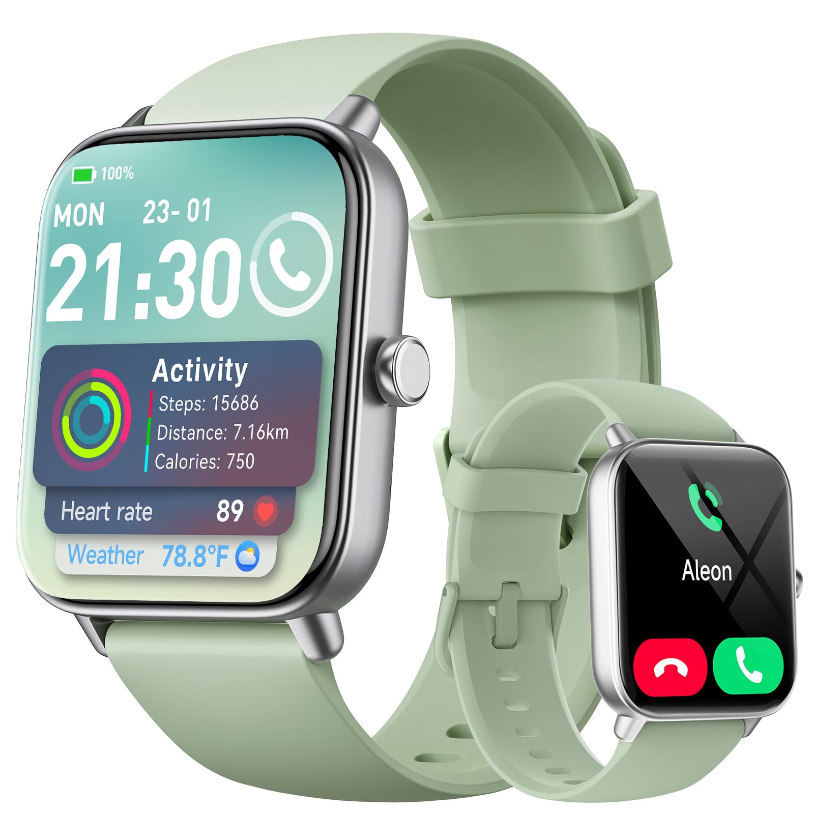 Smartwatch Herren Damen mit Telefonfunktion,1.8" Smart Watch Fitnessuhr mit Whatsapp und Alexa,Herzfrequenz Schlafmonitor,120+ Sportmodi Fitness Tracker,IP68 Wasserdicht Uhren für Samsung/Android/iOS