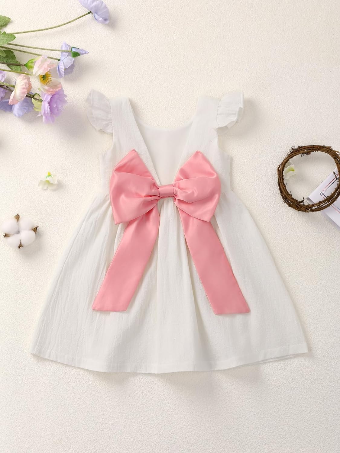 Baby Girl Dress Toddler Girl Clothes Halter Backless Big Bow Sleeveless Solid Color Summer Dresses - Image 3