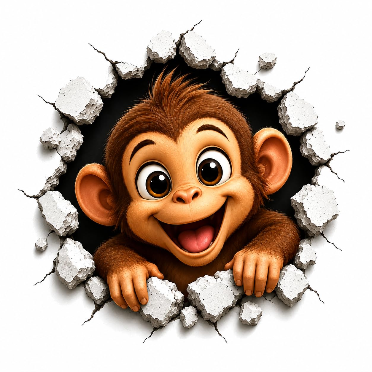 3D Animal Wall Sticker for Kids Room | Cute Cartoon Peel & Stick Wall Decal | Waterproof Self Adhesive Removable Nursery Bedroom Living Room Home Decor | 60 x 40 cm | Monkey-image-31