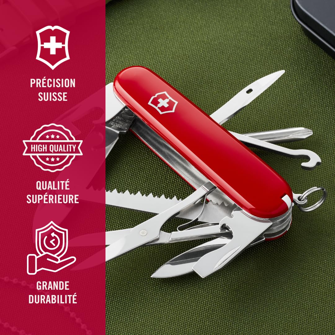Victorinox Fieldmaster, Couteau de Poche Suisse, Léger, Multitool, 15 Fonctions, Lame, Scie à Bois