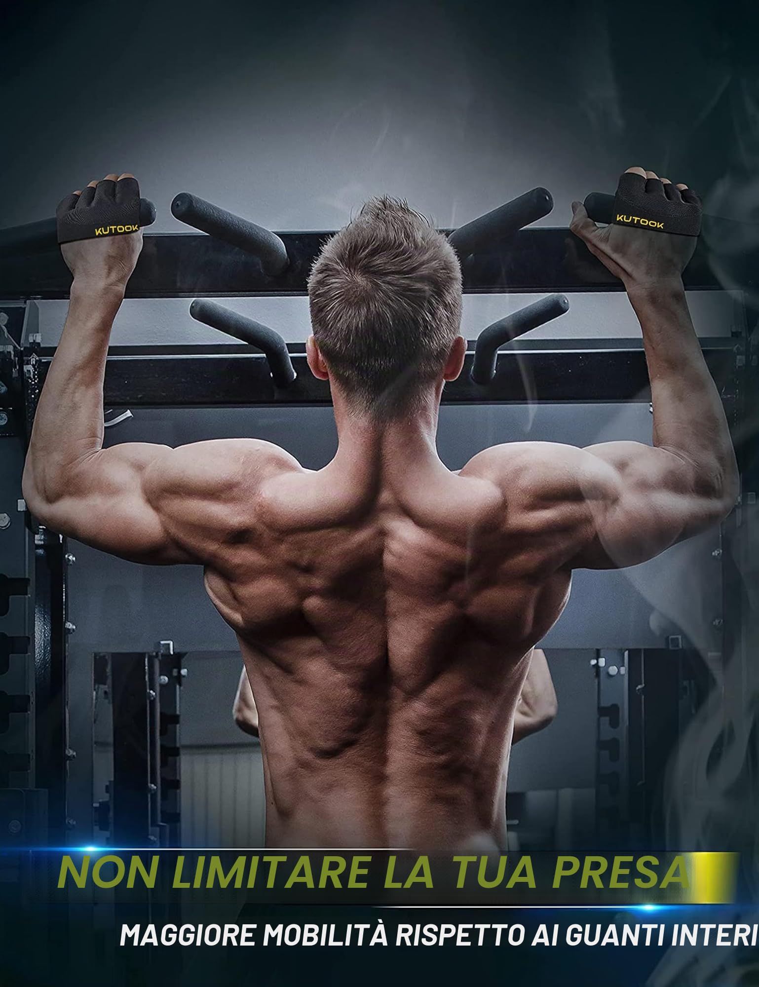 KUTOOK Guanti Palestra Antiscivolo Traspiranti per Pull-ups Bodybuilding Sollevamento Pesi