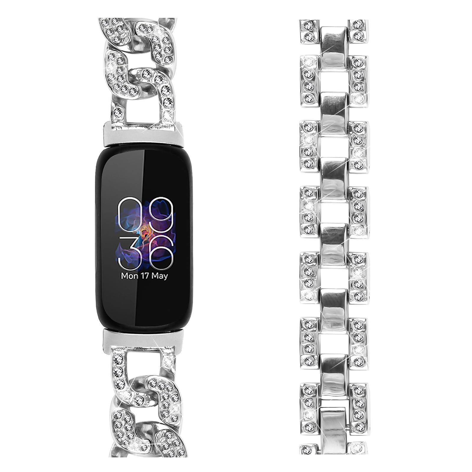 Gimuk Strap Compatible with Fitbit Inspire 3 Straps for Women Metal Bling Rhinestones Stainless Steel Wristband Replacement Strap Bracelet Armband for Fitbit Inspire 3 Fitness Tracker Small Large - Image 3