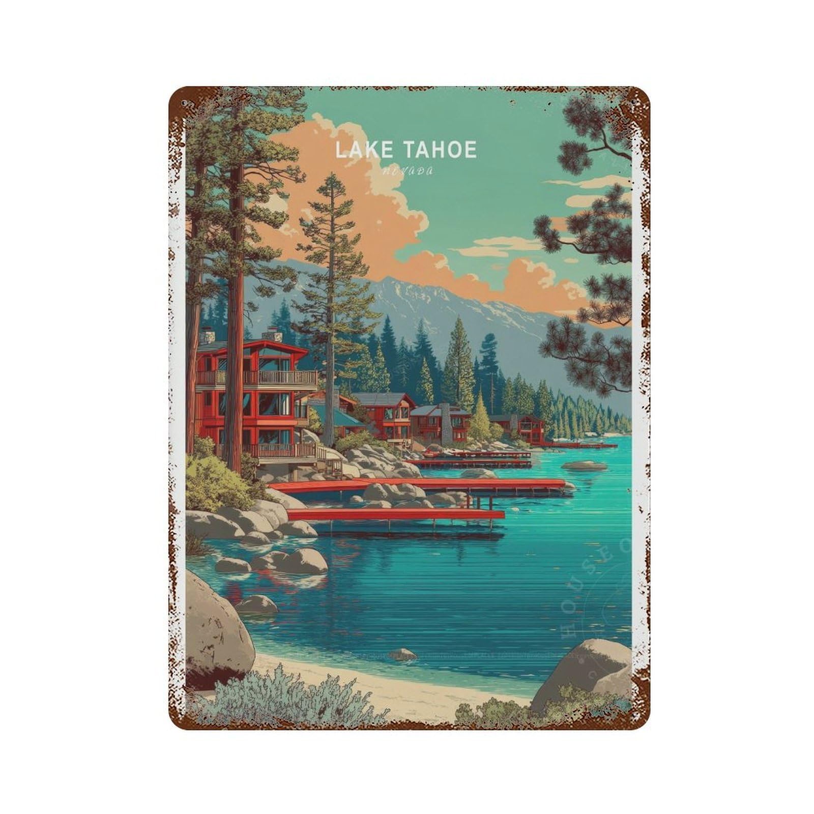 xiaoxiaoshen Lake Tahoe Nevada Travel, Home Decor (2) Wall Decor Art Metal Tin Poster Modern Home Decor Art Home Bar Shop Decorations Vintage Sign 40x30cm
