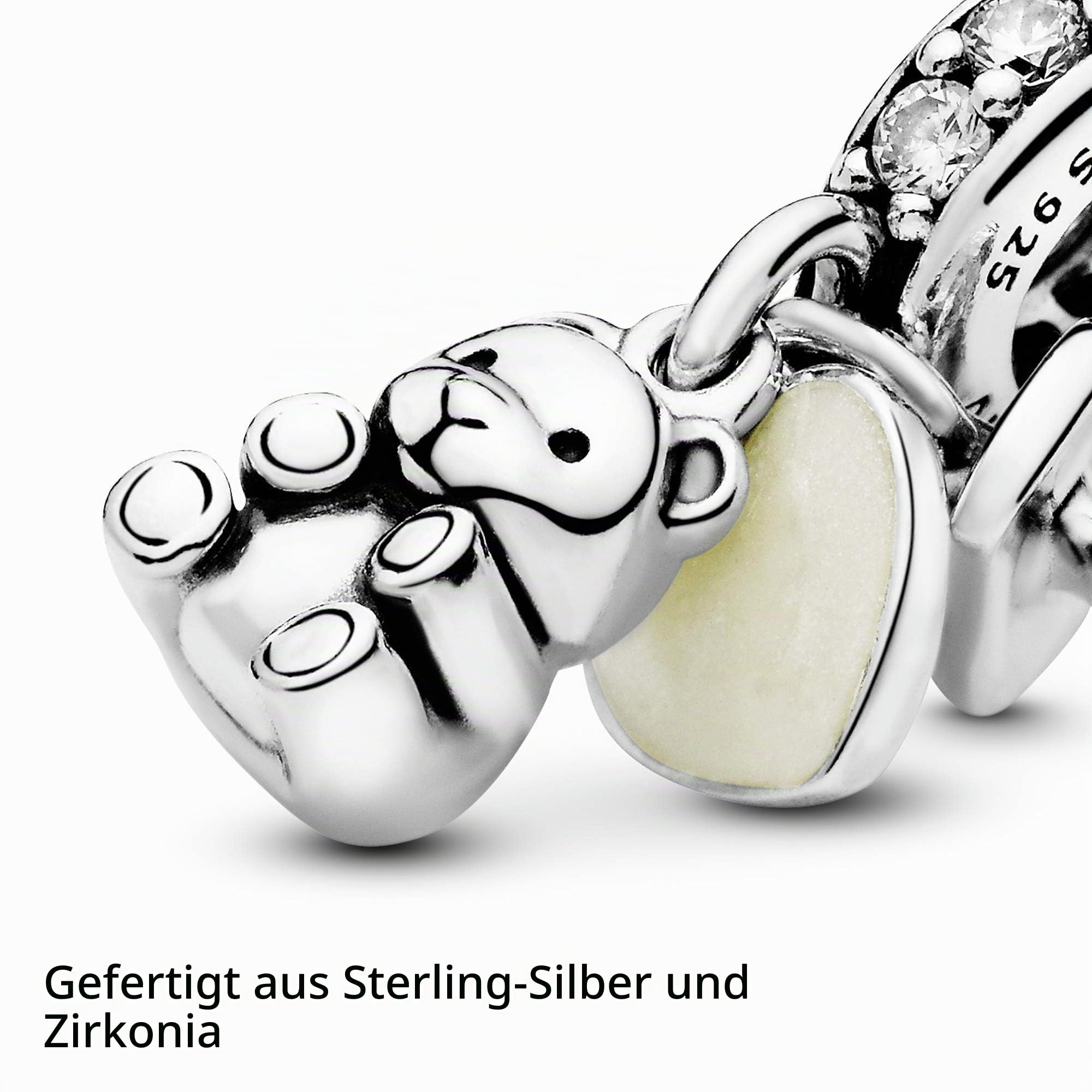 PANDORA Moments Baby-Teddybär Charm-Anhänger Sterling Silber, Cubic Zirkonia, Emaille 792100CZ