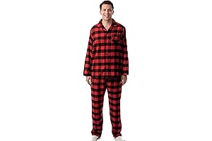 Men's Plaid Classic Button-Front Flannel Pajamas Set