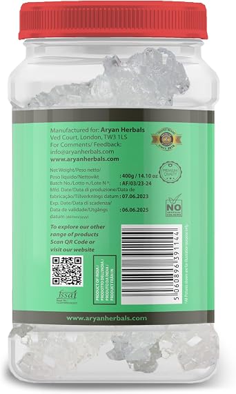 Aryan Mishri Dhaga Sugar Thread Rock Sugar Candy Crystal Sugar, No Artificial Colors & Preservatives, Natural & Vegan (400gm (Pack of1))