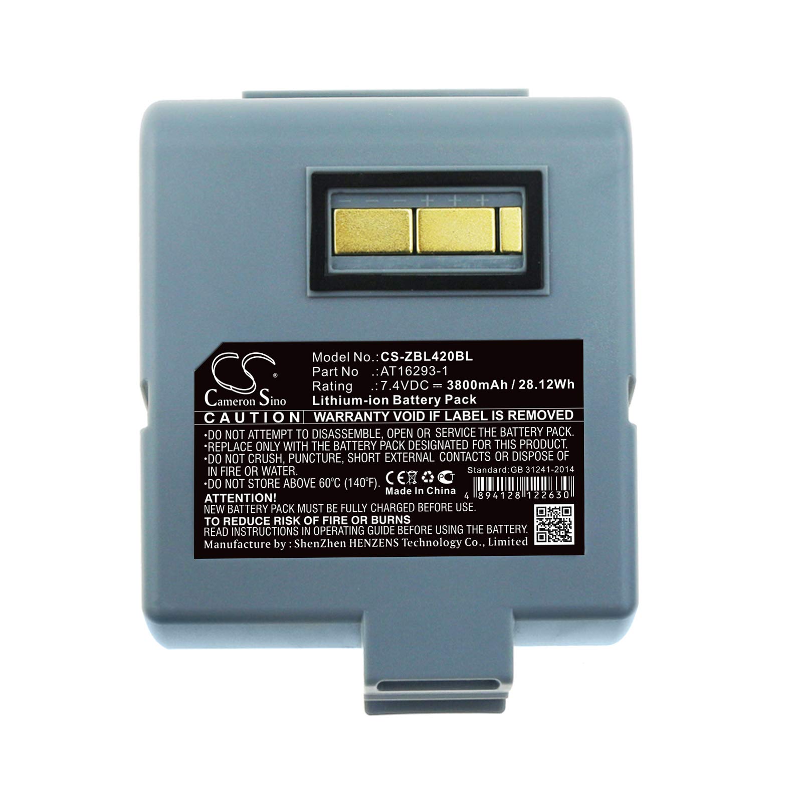 DRAWBELL DAWBELL Replacement Battery for Z'ebra QL420,QL420+,QL420 Plus Part NO AT16293-1 (3800mAh/28.12Wh)