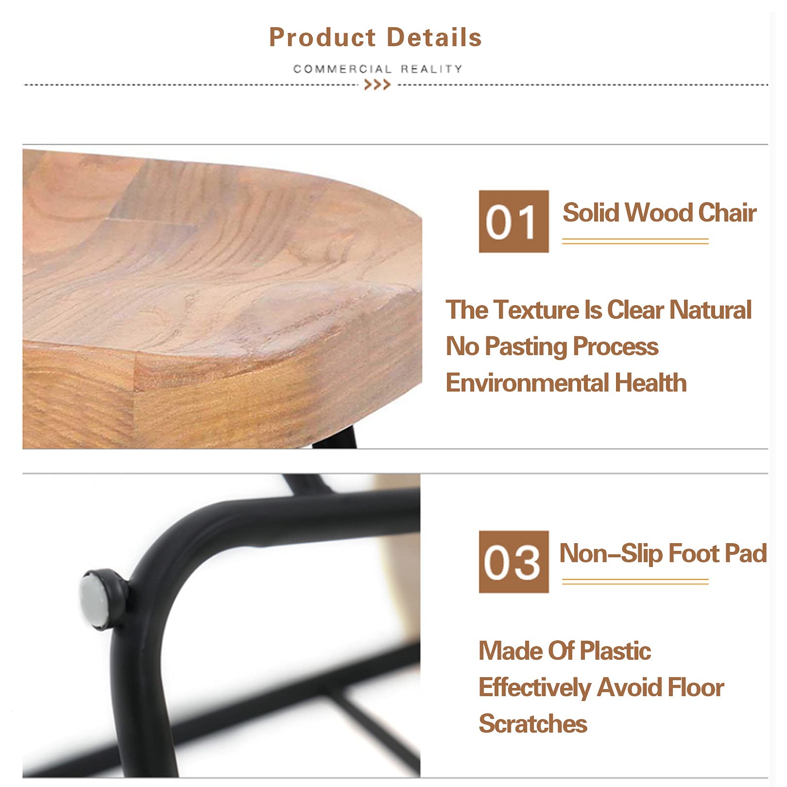 Taburetes de Bares, taburetes de Cocina, Juego de 2 sillas de Barras Altas con Marco de Hierro, Asiento de Alto Asiento de 65/75 cm, ensamblaje fácil, Industrial rústico