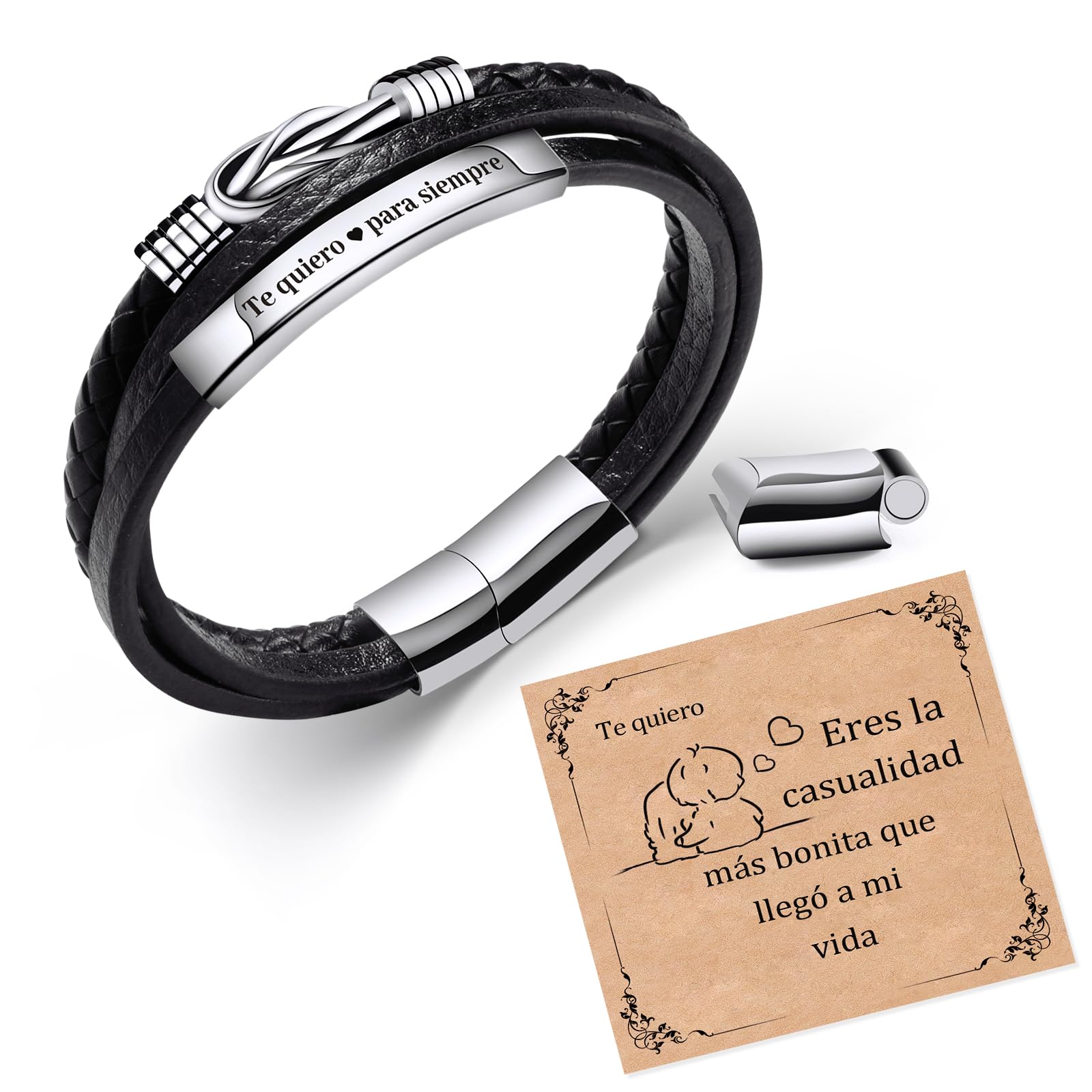 SUNSH Pulsera Hombre Regalo para Hombres Pulseras de Cuero para Hombres Regalos para Padre Día de San Valentín Aniversario Cumpleaños Regalos para Hombre Marido Novio Abuelo Hijos Papá