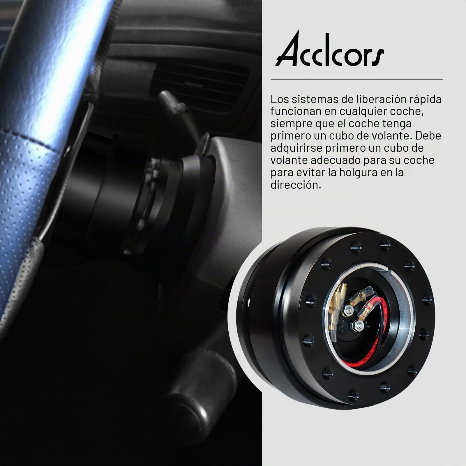 Volante de liberación rápida, kit universal de 6 agujeros Snap Off Boss para carreras/rally/deportes de motor (negro)
