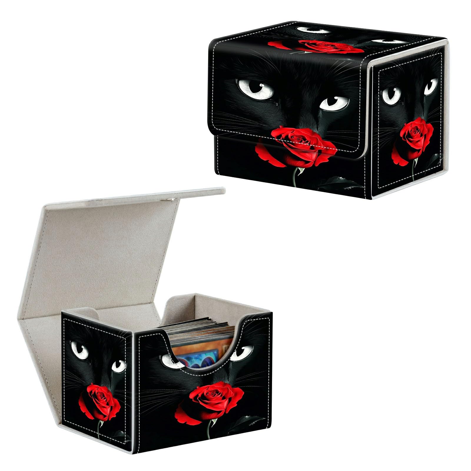 Amazon.com: HEAKIERG Black Cat Rose Card Deck Box Organizer, 100+