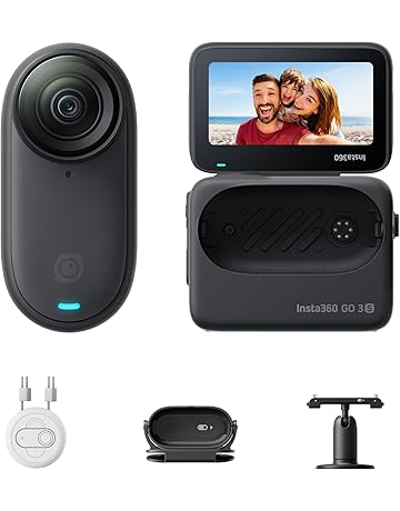 Insta360 GO 3S 128GB - 4K Tiny Portable Vlogging Camera, Hands-Free POVs, Mount Anywhere, Stabilization, 140 Min Battery Life, 10m Waterproof, AI Editing, Black, For Vlog, Travel