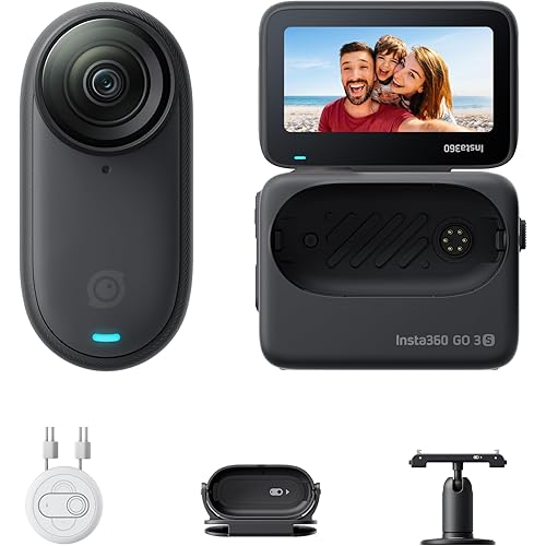 Insta360 GO 3S - 128 GB Black 4K Tiny Portable Vlogging Camera, Hands-Free POVs, Mount Anywhere, Stabilization, 140 Min Battery Life, 10m Waterproof, Pet POV