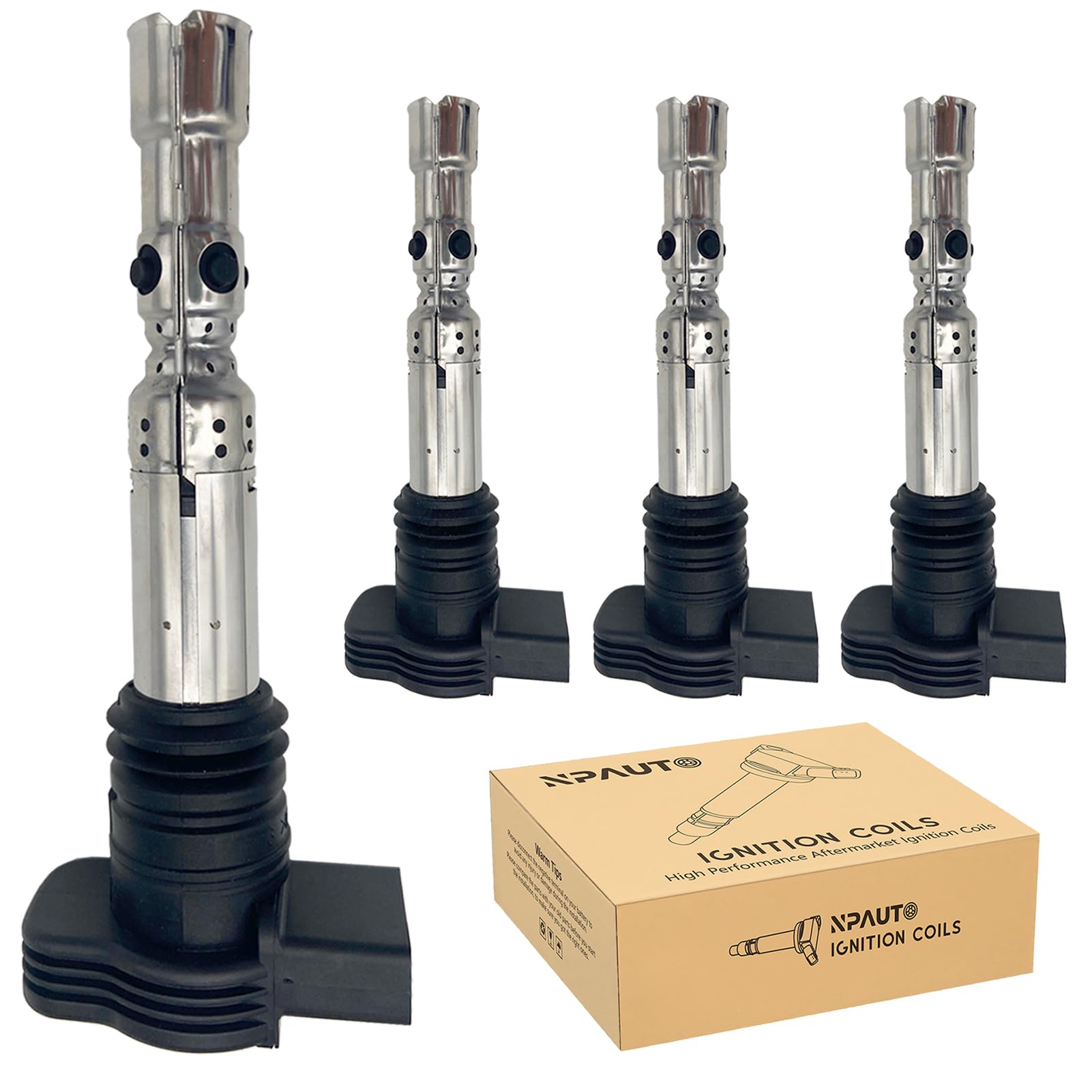 NPAUTO Ignition Coil Pack compatible with 1.8L 1.8T Audi A4 A6 TT Turbo Quattro, VW Beetle Golf Je-tta Passat 2001 2002 2003 2004 2005 2006, Set of 4