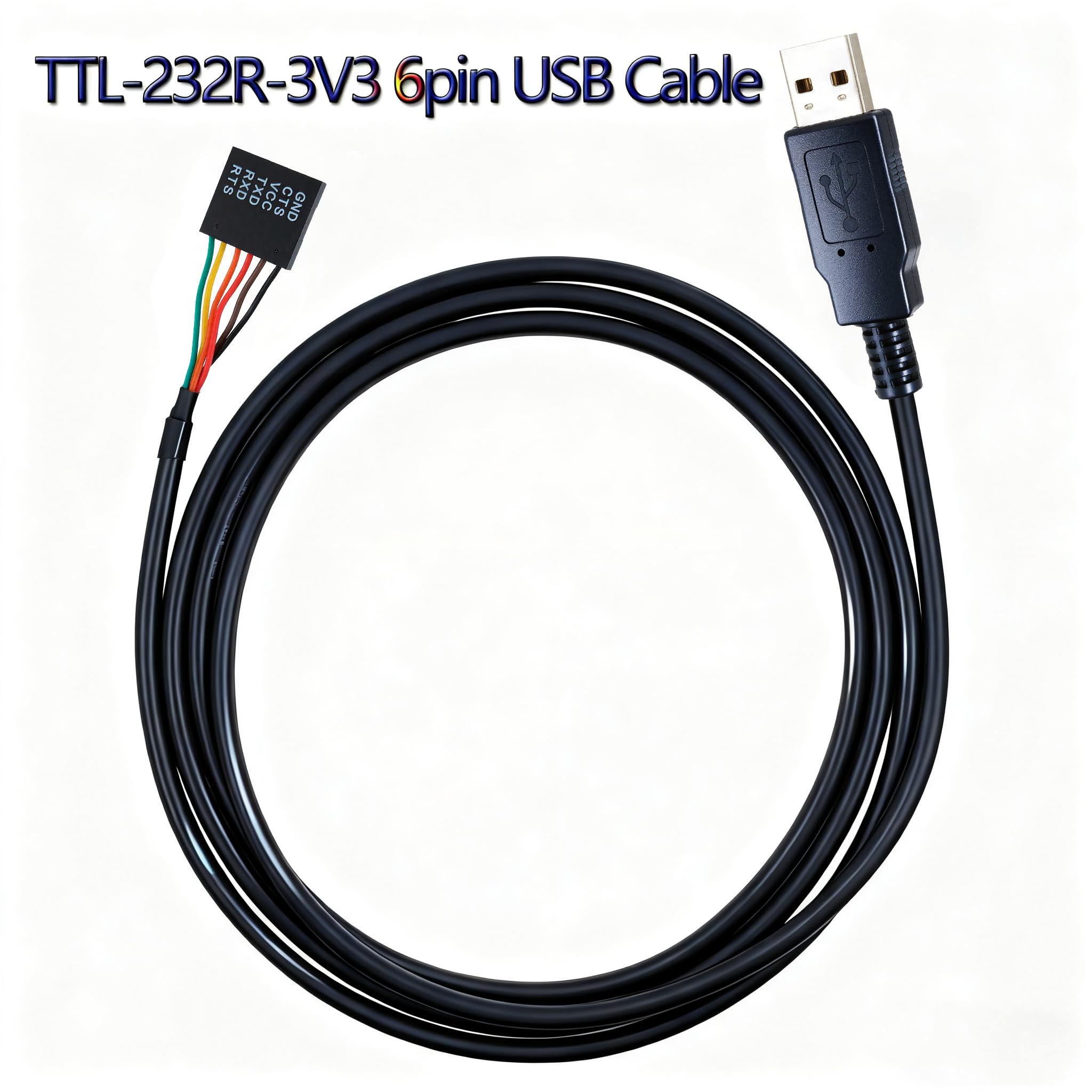 FTDI Chip USB a Serial TTL 3.3V UART Cable convertidor TTL-232R-3V3 USB a TTL Serial Cables, 6 vías, 6 pies/1.8 m