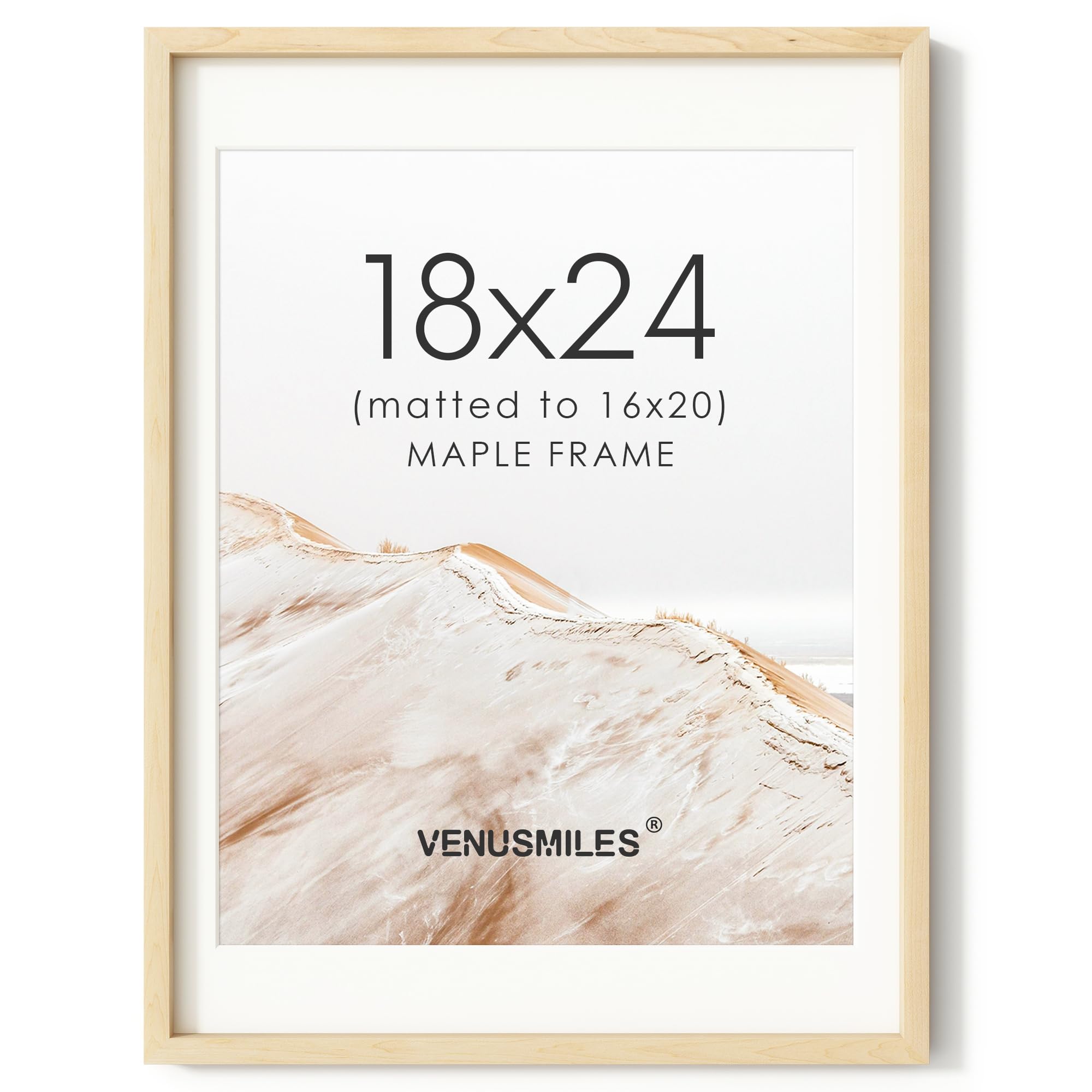 18x24 Poster Frame, USA-Sourced Natural Maple Wood Picture Collage Frame
